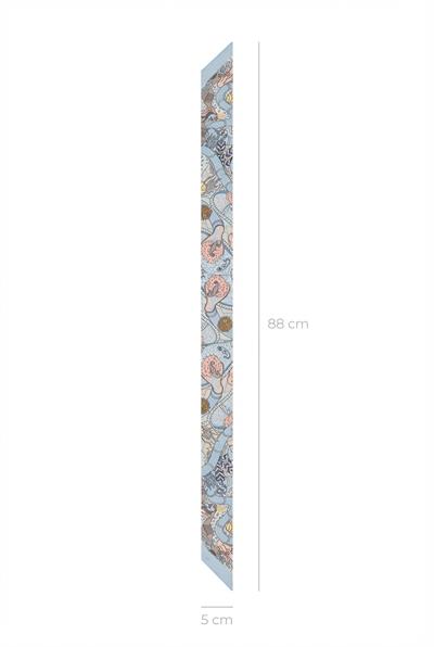 Twilly İnce Fular 88x5 cm MAVİ