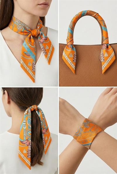 Twilly İnce Fular 88x5 cm ORANJ