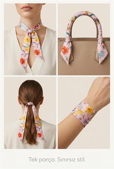Twilly İnce Fular 88x5 cm PEMBE