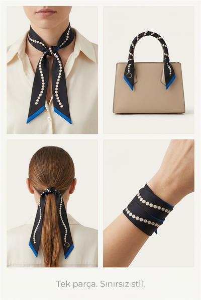 Twilly İnce Fular 88x5 cm SİYAH