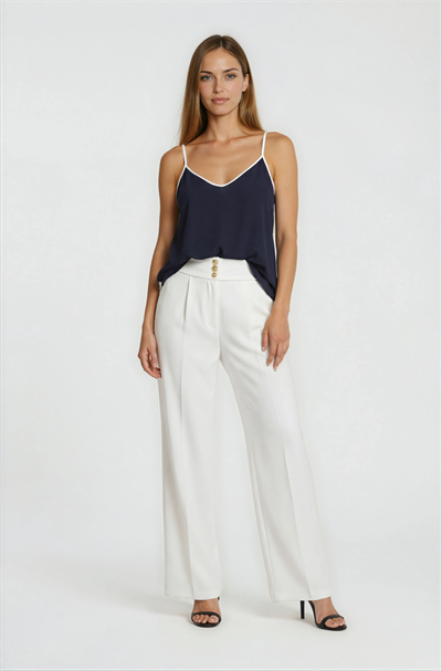 V Yaka İnce Askılı Bluz SİYAH