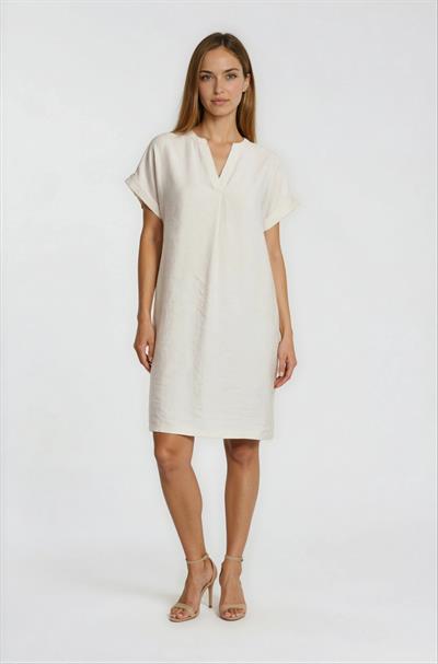 V Yaka Kısa Kol Midi Elbise TAŞ