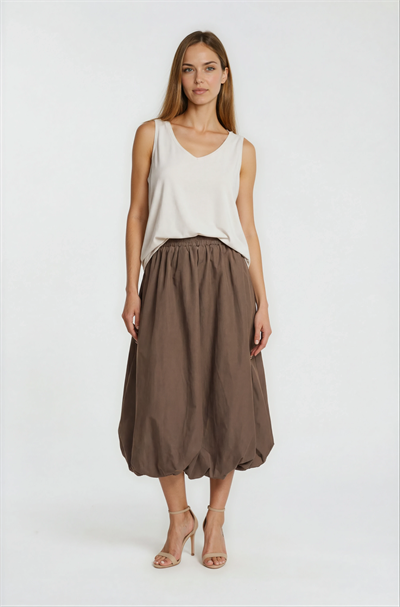 V Yaka Kolsuz Salaş Bluz BEJ