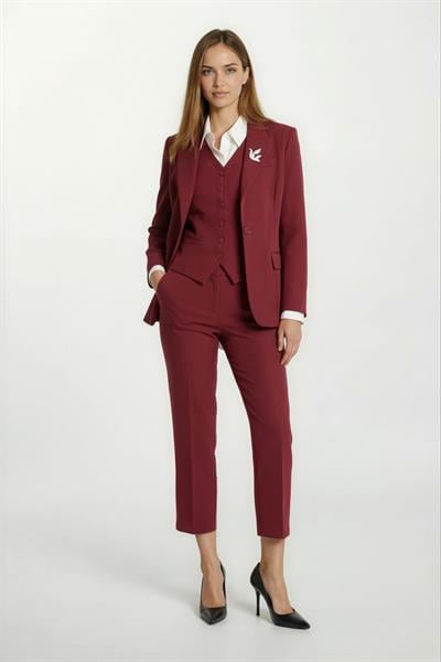 Valletta Klasik Yaka Kulplu Bele Oturan Ceket BORDO