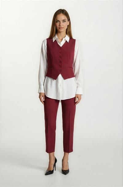 Valletta V Yaka Kulplu Flota Cep Yelek BORDO