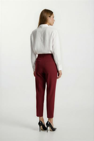 Valletta Yüksek Bel Dar Paça Pantolon BORDO