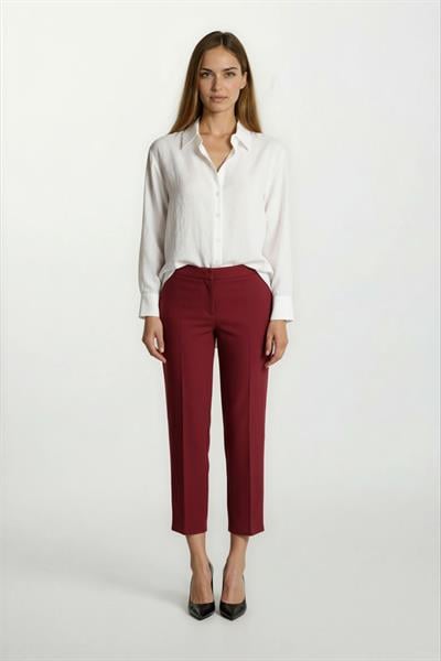 Valletta Yüksek Bel Dar Paça Pantolon BORDO