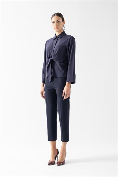 Vardalos Klasik Yaka Önden Bağlama Detaylı Gömlek LACİVERT