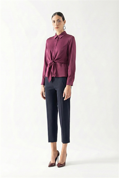 Vardalos Klasik Yaka Önden Bağlama Detaylı Gömlek MÜRDÜM