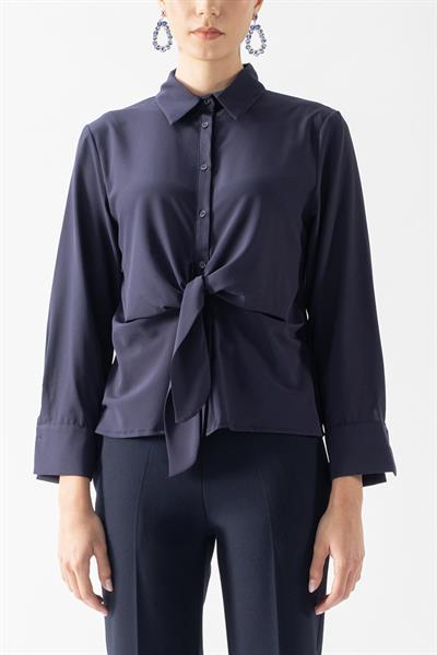 Vardalos Klasik Yaka Önden Bağlama Detaylı Gömlek LACİVERT