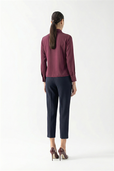 Vardalos Klasik Yaka Önden Bağlama Detaylı Gömlek MÜRDÜM