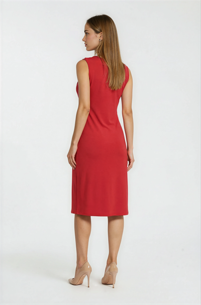 Yanları Drapeli Kolsuz Elbise KIRMIZI