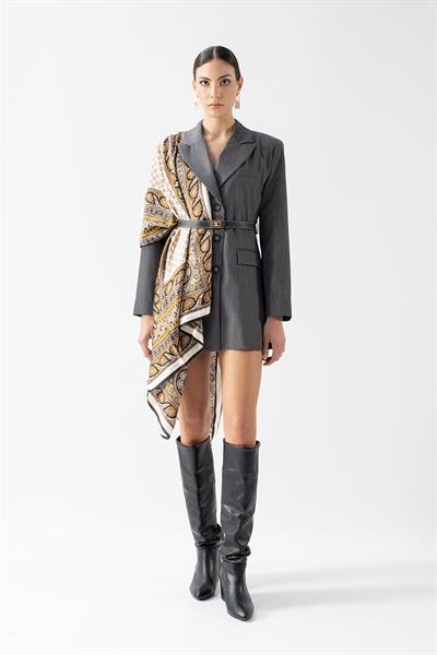 Zimbalist Erkek Yaka Ceket Elbise GRİ