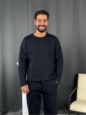 3 İplik Basic Oversize Sweatshirt Lacivert