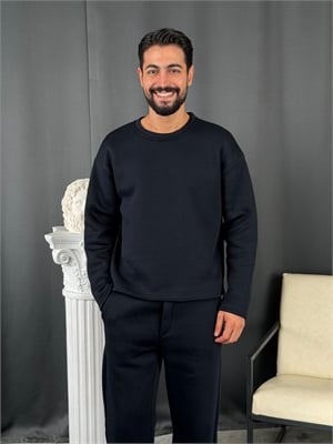 3 İplik Basic Oversize Sweatshirt Lacivert