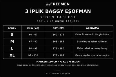 3 İplik Şardonlu Baggy Eşofman (Stoper Paça) Siyah