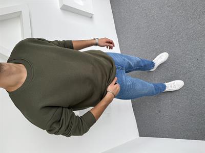 3 iplik Şardonlu Basic Sweatshirt Haki