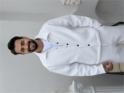 3 İplik Şardonlu Ceket Beyaz