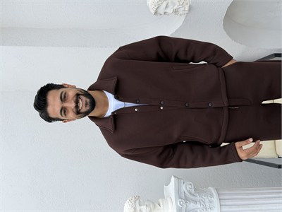 3 İplik Şardonlu Ceket Kahve