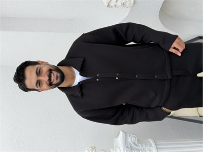 3 İplik Şardonlu Ceket Siyah