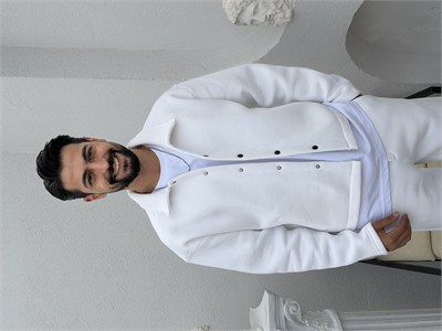 3 İplik Şardonlu Oversize Takım (Stoper Paça) Beyaz