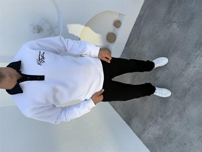 3 İplik Şardonlu Polo Yaka Düğmeli Elegance Sweatshirt Beyaz