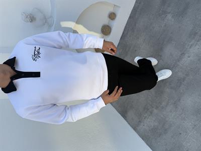 3 İplik Şardonlu Polo Yaka Düğmeli Elegance Sweatshirt Beyaz