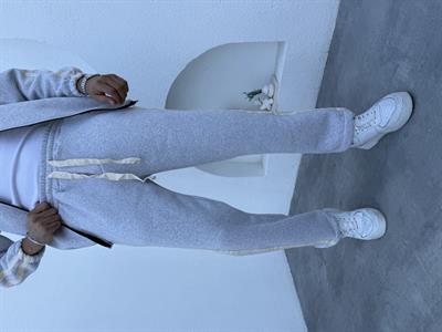 3 İplik Şardonlu Şerit Detaylı Takım Gri