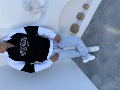 3 İplik Şardonlu Yarım Fermuar California Sweatshirt Siyah