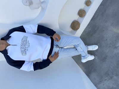 3 İplik Şardonlu Yarım Fermuar California Sweatshirt Beyaz 