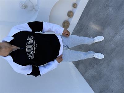 3 İplik Şardonlu Yarım Fermuar California Sweatshirt Siyah
