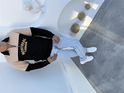 3 İplik Şardonlu Yarım Fermuar Montreal Sweatshirt Siyah