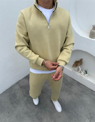 3 İplik Yarım Fermuar Takım Bej