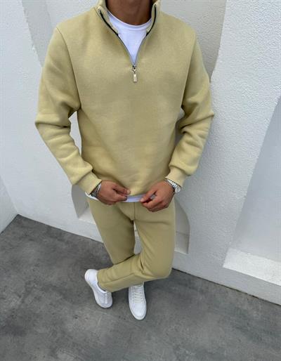 3 İplik Yarım Fermuar Takım Bej