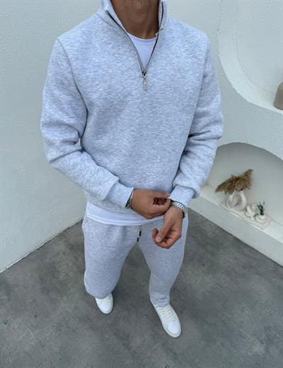 3 İplik Yarım Fermuar Takım Gri