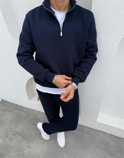 3 İplik Yarım Fermuar Takım Lacivert