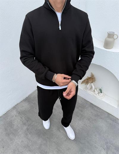 3 İplik Yarım Fermuar Takım Siyah