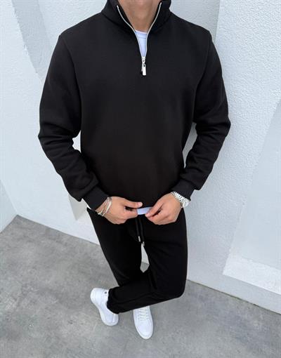 3 İplik Yarım Fermuar Takım Siyah