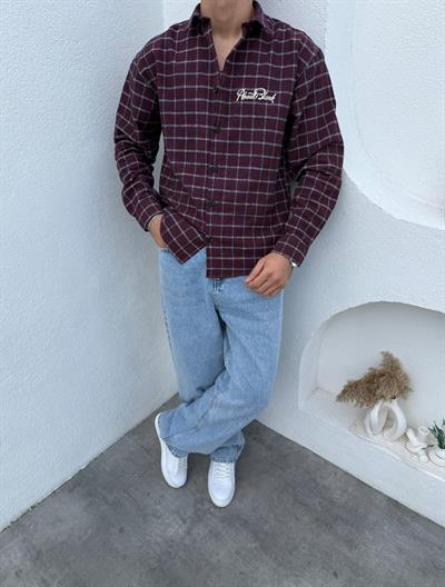 Aboult Baskı Gömlek- Süper Baggy Jean Bordo