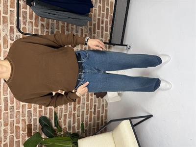 Açık Yaka Triko Kazak Acı Kahve