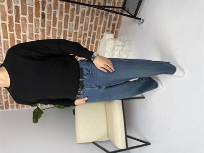 Açık Yaka Triko Kazak Siyah