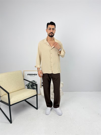 Airobin Oversize Gömlek Bej