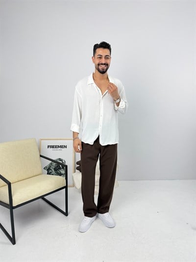 Airobin Oversize Gömlek Beyaz