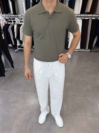 Avrupa Kalıp Polo Yaka Tişört Haki Yeşil