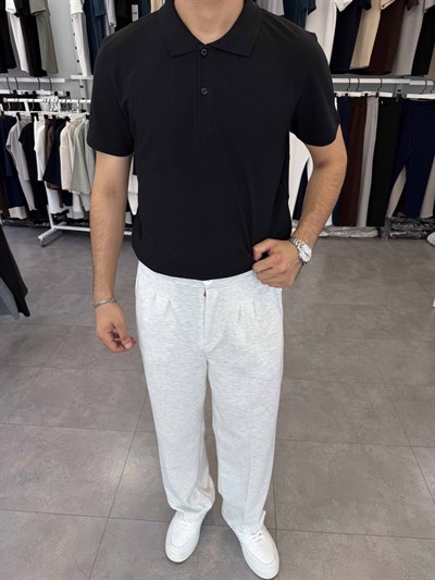 Avrupa Kalıp Polo Yaka Tişört Siyah
