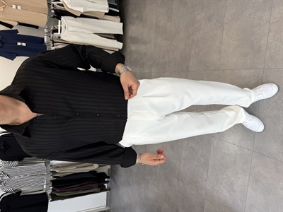 Baskılı Oversize Keten Gömlek Siyah