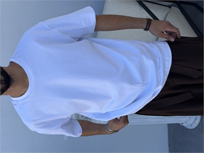 Oversize Basic Tişört Beyaz