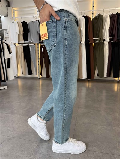 Boyfriend Kot Pantolon Yıkamalı Mavi