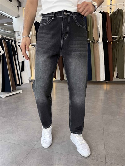 Boyfriend Kot Pantolon Yıkamalı Siyah