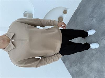 Çelik Örme Pike Sweatshirt Bej